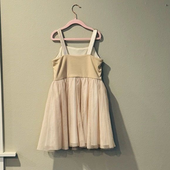 Cat & Jack champagne sequin, glitter sleeveless dress with toule. - Picture 2 of 9